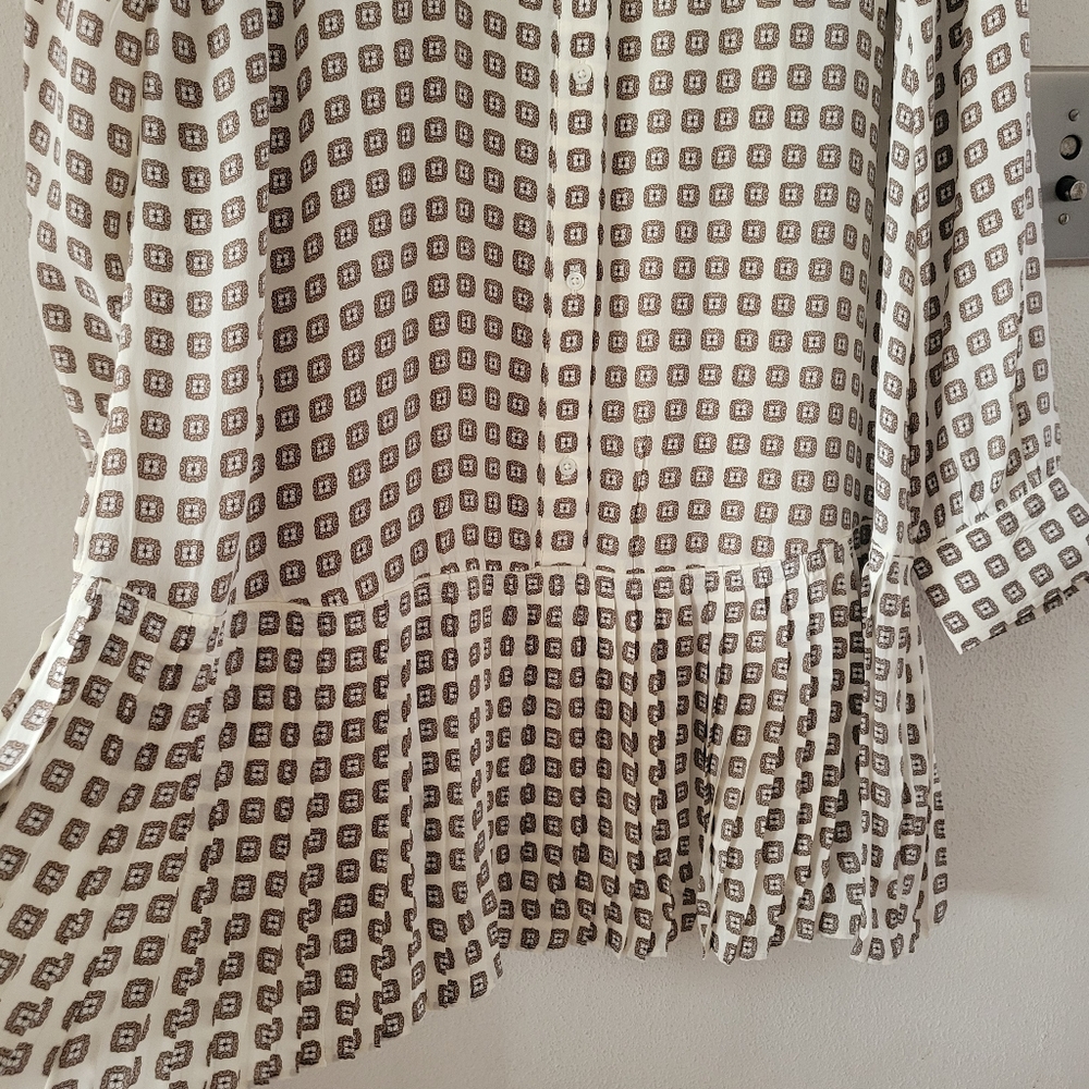 J. Crew New Amelia Shirt Dress in Foulard Print - Large Tall - ivory, black - Picture 10 of 13